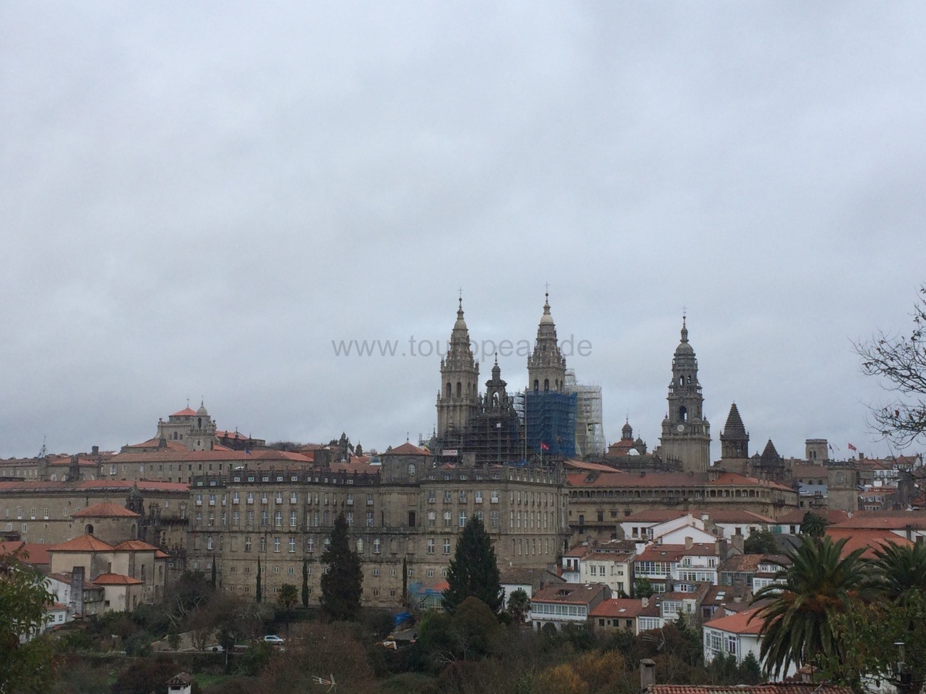 Ansichtskarten-Blick auf die Kathedrale von Santiago de Compostela